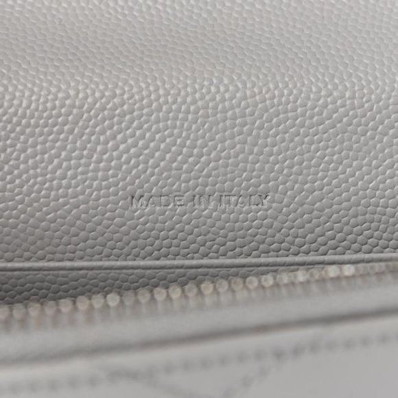 Saint Laurent Monogram Envelope Chevron Woc Souris Grey Leather Shoulder Bag - Picture 9 of 12